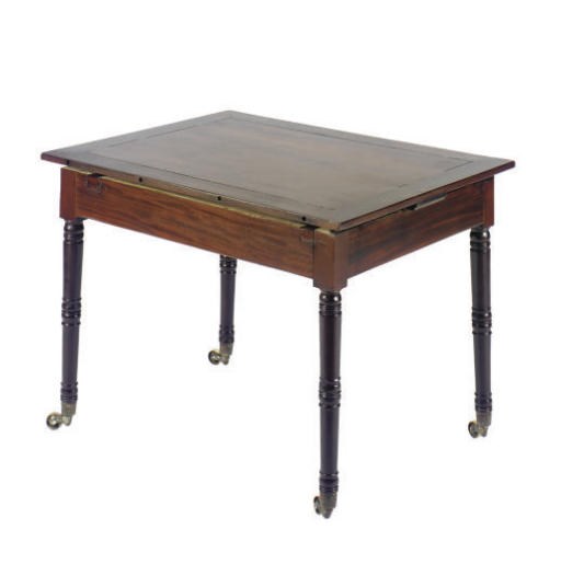 A MAHOGANY DRAW-LEAF DINING TABLE,