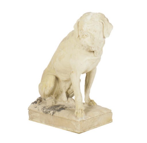 A CONTINENTAL TERRACOTTA FIGURE OF A MASTIFF,