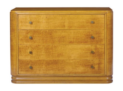 AN AMERICAN ART DECO TIGER MAPLE CHEST-OF-DRAWERS,
