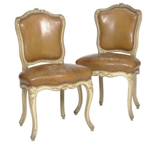 A PAIR OF LOUIS XV PAINTED SIDE CHAIRS,
