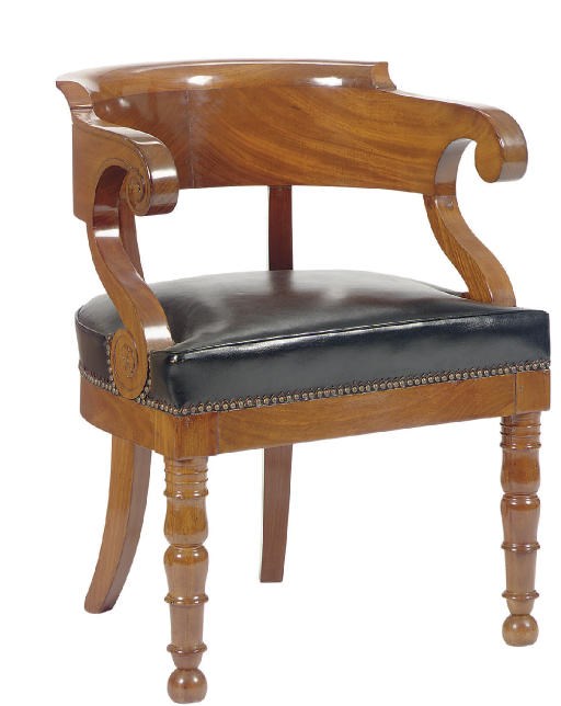 AN EMPIRE MAHOGANY FAUTEUIL,