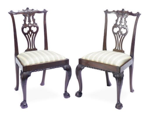 A PAIR OF ENGLISH MAHOGANY SIDE CHAIRS,