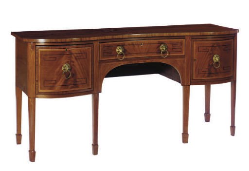 AN ENGLISH REGENCY INLAID MAHOGANY SIDEBOARD,