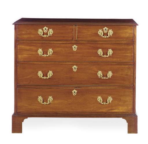 A MAHOGANY CHEST-OF-DRAWERS,