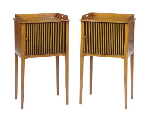 A PAIR OF FRUITWOOD AND PART-EBONIZED TRAY-TOP SIDE TABLES,