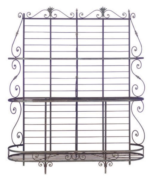 A PAIR OF WROUGHT IRON BAKER'S RACKS,