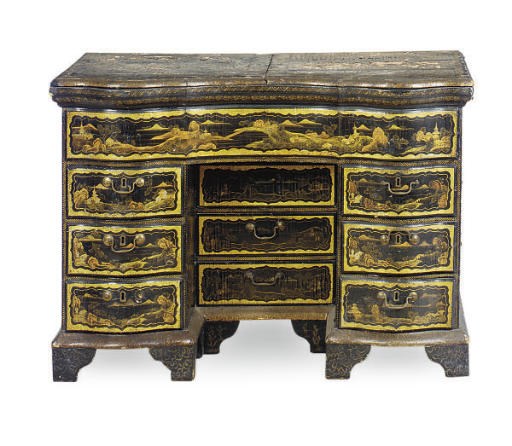 A CHINESE EXPORT CHINOISERIE DECORATED DRESSING TABLE,