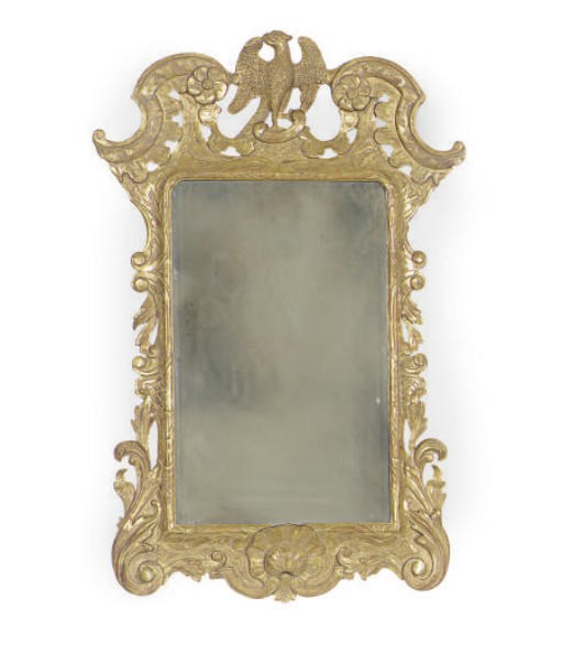 AN IRISH GEORGE II GILTWOOD AND GILT-GESSO WALL MIRROR,