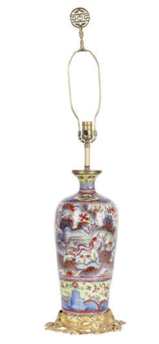 A GILT-BRONZE MOUNTED CHINESE PORCELAIN VASE MOUNTED AS A LAMP,