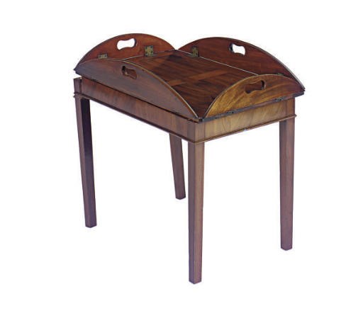 AN ENGLISH MAHOGANY BUTLER'S TRAY-ON-STAND,