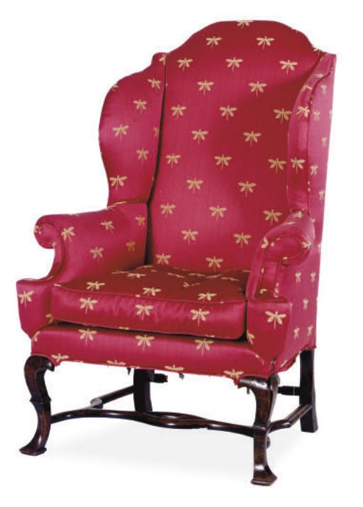 A GEORGE I WALNUT WINGBACK ARMCHAIR,