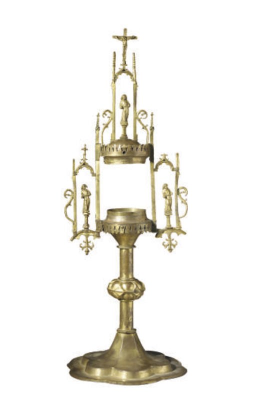 A GERMAN GILT-COPPER RELIQUARY STAND