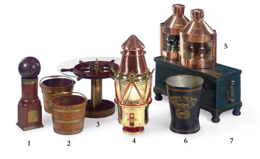 A brass and copper buoy beacon