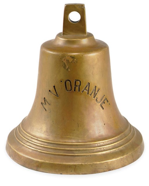 A 20th century bronze bell from the M.V. Oranje