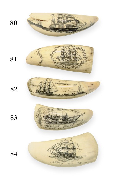 A 20th century scrimshaw whale's tooth of a New Bedford Whaler**