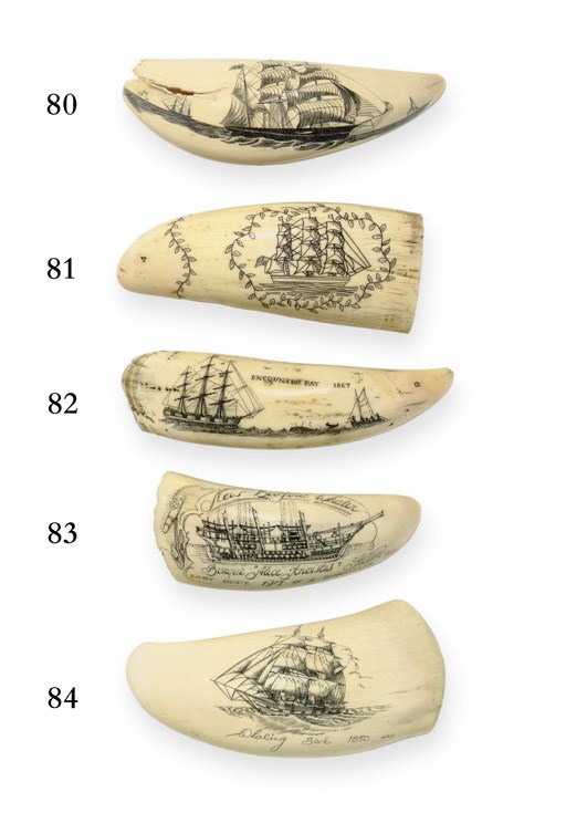 A 20th century scrimshaw whale's tooth of a whaling bark circa 1850**