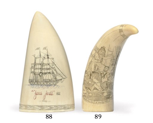 A 20th century scrimshaw whale's tooth of the ship James Judd of 1852**