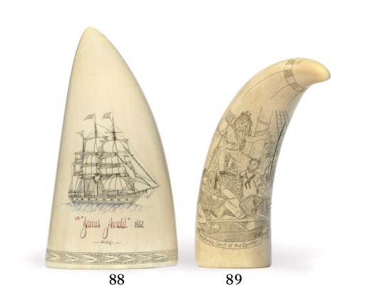 A 20th century scrimshaw whale's tooth of Neptune's Court**