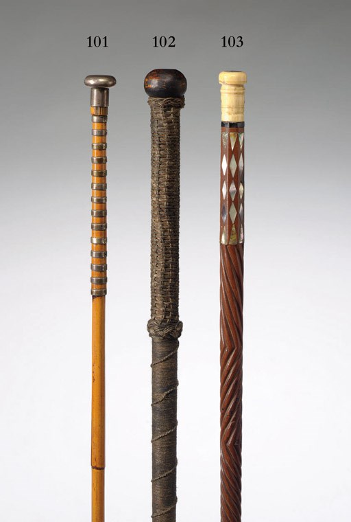 A 19th century Knok Kerry Cane with silver port bands