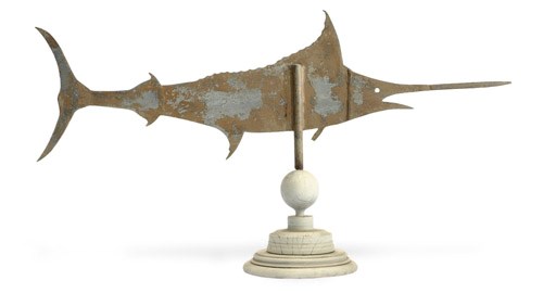 A Folk art weathervane in the form of a swordfish