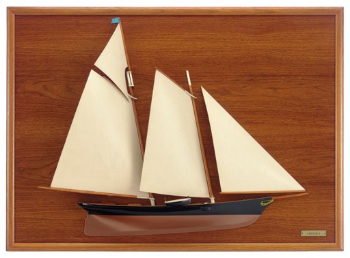 A rigged half model of the schooner yacht America