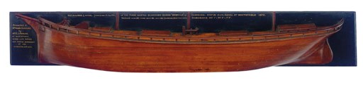 A 19th century builder's half model of the three masted schooner Zebrina