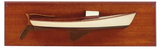 A 20th century half model of a centerboard daysailor