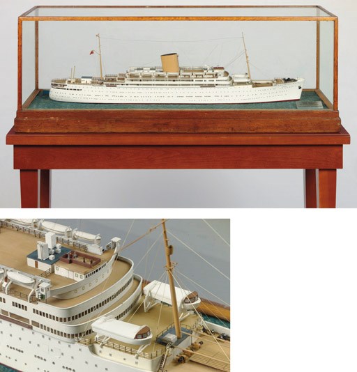 An exhibition standard waterline model of the R.M.S. Andes of the Royal Mail Line