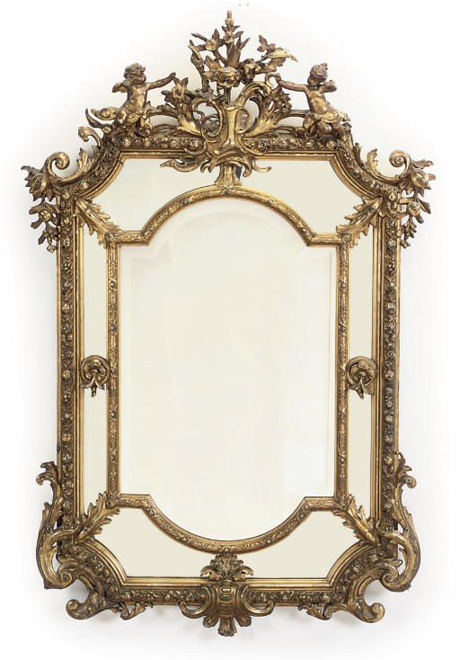 A VICTORIAN GILTWOOD AND GESSO MARGINAL MIRROR