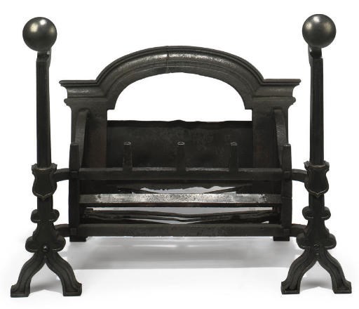 AN ENGLISH CAST AND WROUGHT-IRON  FIRE-GRATE