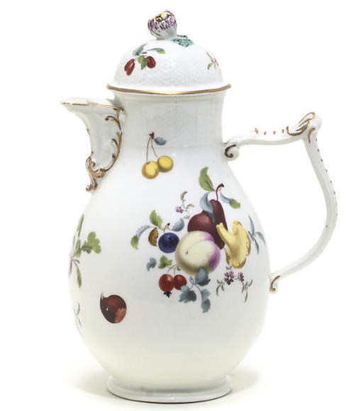 A MEISSEN BALUSTER COFFEE POT AND COVER