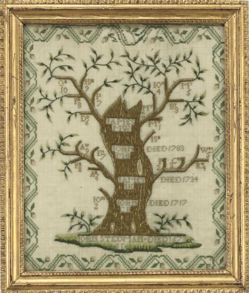 AN UNUSUAL EMBROIDERED FAMILY TREE
