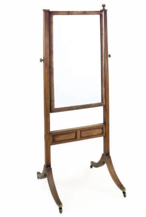 AN IRISH GEORGE IV MAHOGANY CHEVAL MIRROR