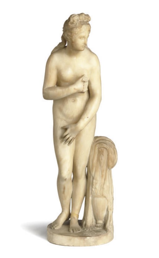 AN ITALIAN ALABASTER FIGURE OF THE CAPITOLINE VENUS