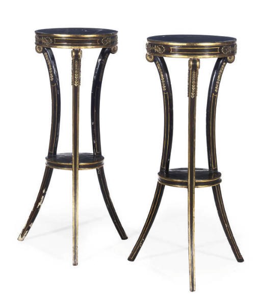A PAIR OF SIMULATED ROSEWOOD AND GITL-METAL MOUNTED TORCHERES