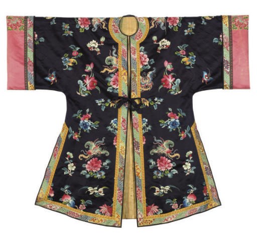 A MIDNIGHT BLUE SATIN INFORMAL JACKET, LATE 19TH CENTURY