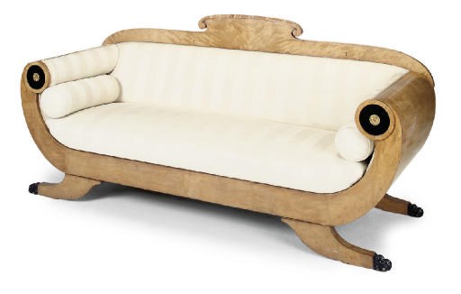 A SWEDISH SATINBIRCH AND EBONISED SOFA