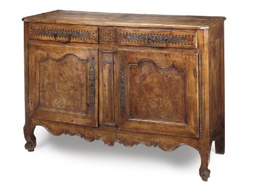 A FRENCH PROVINCIAL WALNUT AND INLAID BUFFET