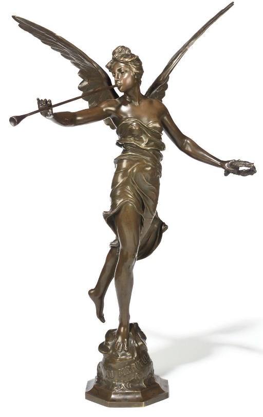 A FRENCH BRONZE FIGURE OF WINGED VICTORY