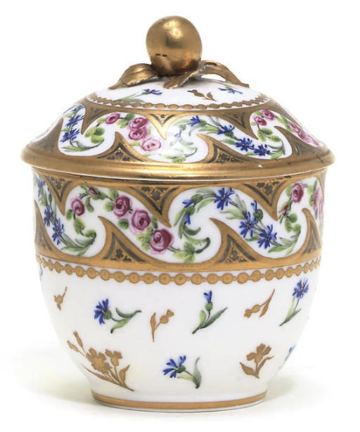 A SEVRES SUGAR-BOWL AND COVER