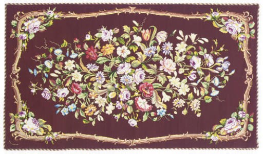 A FINE NEEDLEPOINT RUG DATED 1876