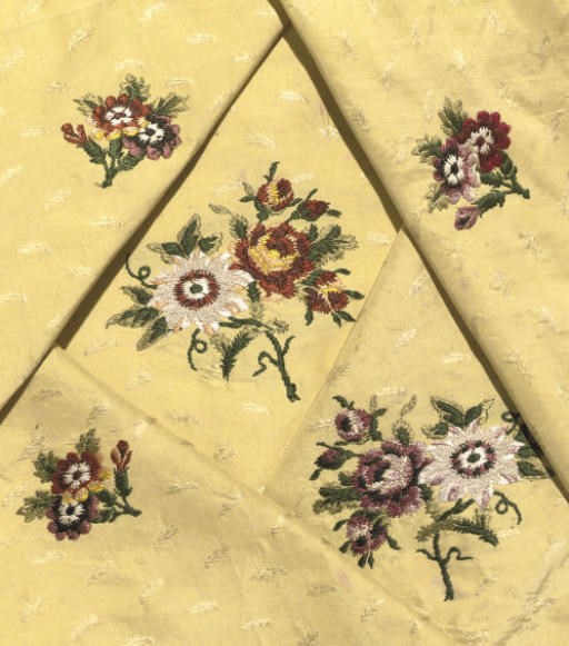 A PANEL OF LEMON YELLOW SILK, 1770s