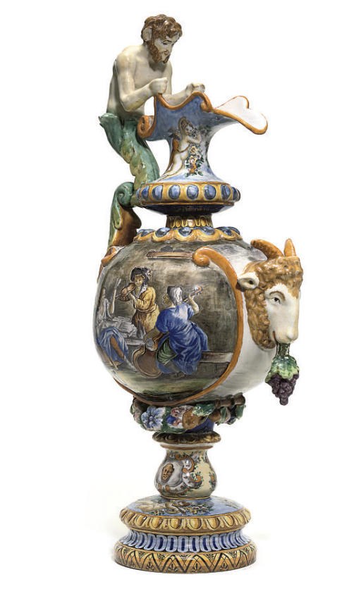 AN ITALIAN MAIOLICA EWER