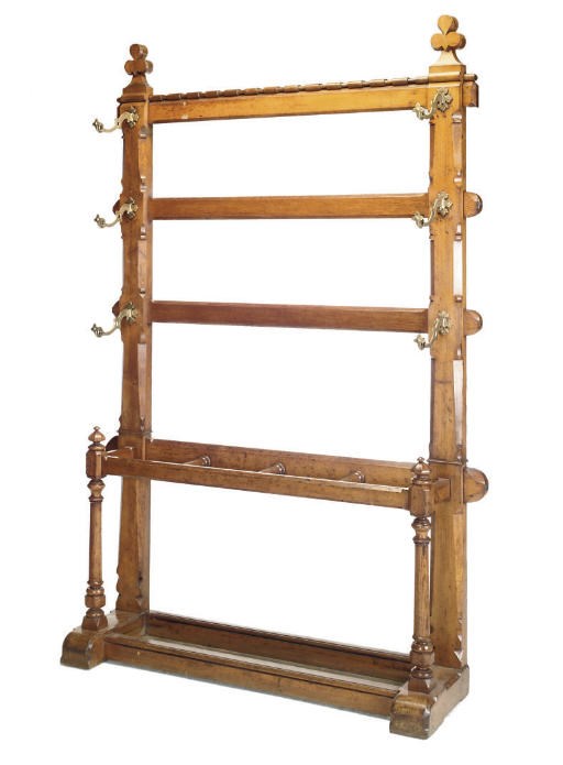 A MID VICTORIAN OAK HALL STAND