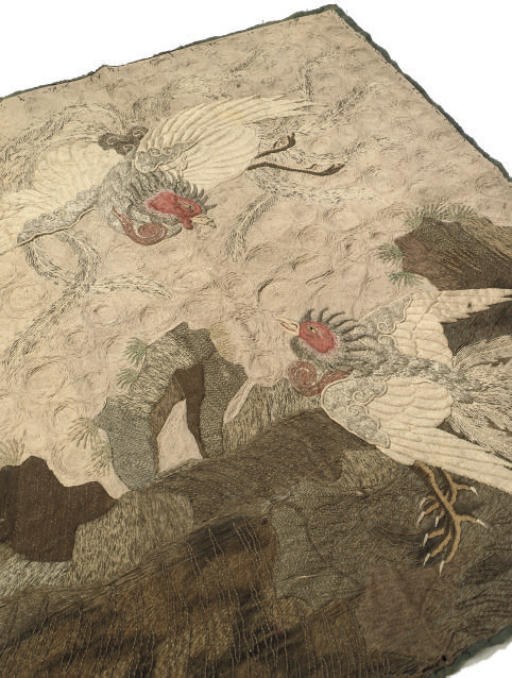 A JAPANESE COUCHED CORD HANGING, 19TH CENTURY