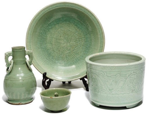 Four Chinese celadon wares