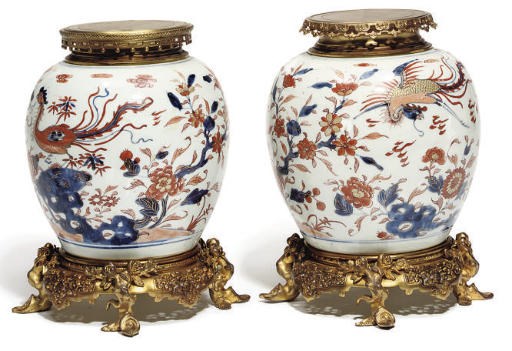 A Pair of Chinese imari ormulu mounted jars