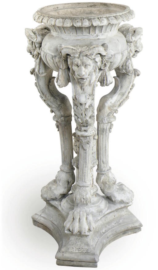 A FRENCH PAINTED ARTIFICAL STONE JARDINIERE STAND