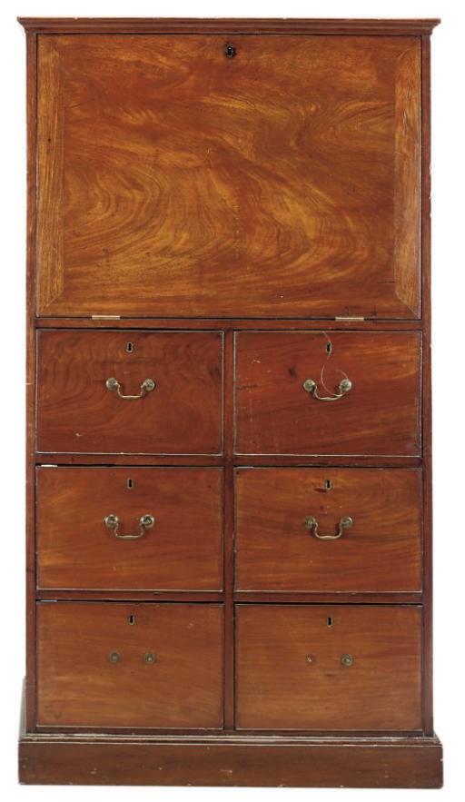 A GEORGE III MAHOGANY ESTATE SECRETAIRE CHEST