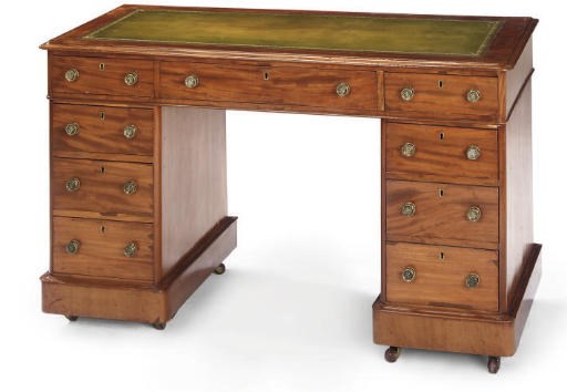A VICTORIAN MAHOGANY PEDESTAL DESK